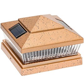 Ntertainment House 2 Pack Solar Square Top Pointed Post Cap Lights with Optional 6x6 or 5x5 or 4x4 Adapters (Copper, 5x5)