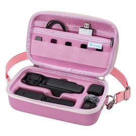 Skyreat Osmo Pocket 3 Case, Portable PU Storage Protective Bag for DJI Osmo Pocket 3 Creator Combo Accessories (Pink)