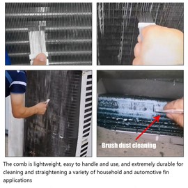 BESULEN Air Conditioner Condenser Fin Comb Set, FCR6 Fin Comb and Stainless Steel Evaporator Radiator Cleaning Tool, AC Condenser Fin Straightener Cleaner, Universal Fin Comb Repair Clean Brush