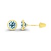 Solid 14K Yellow Gold 4mm Round Natural Sky Blue Topaz