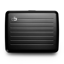 OGON Aluminium Wallet Smart Case V2 Large - Hidden Compartment for Coins and Notes - RFID Protection Card Holder - Capacity 10 Cards and Banknotes, Aluminium black, Minimalist