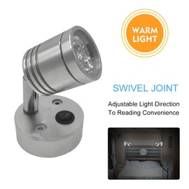 Riloer 12V 3Led Spotlight E-Reader Interior Wall Lamp With Switch For Car Home, Caravan And Boat