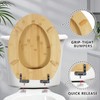 Elongated Bamboo Toilet Seat with Lid Quick Release Slow Close