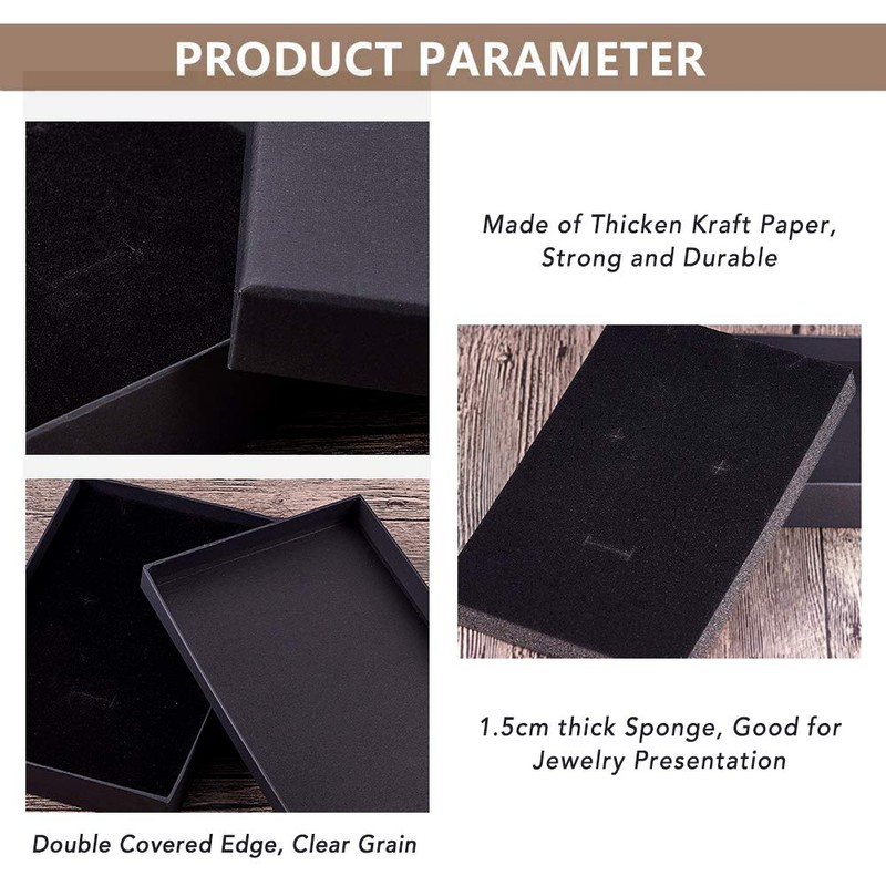 BENECREAT 6pcs 20x13x3cm Black Gift Box Hatron Paper Wrapping Box