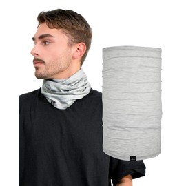 Basic Sense Multifunctional Headwear Cotton Rich Sports Snood Neck Warmer Gaiter, Medium Light Grey Marl