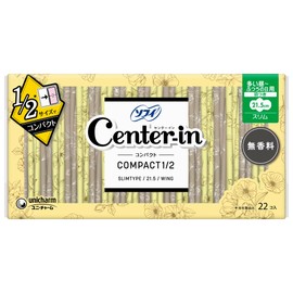 Center In Compact 1/2 Unscented Large Day Use, With Wings, 22 Sheets (Slim Sanitary Napkins)