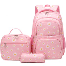 Joyfulife Daisy Backpack for Girls Backpack with Lunch Box Kindergarten Elementary Primary School Backpack Kids Bookbags Set
