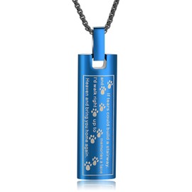 Oinsi Pet Urn Necklace for Ashes Stainless Steel Cremation Jewlery Paw Print Keepsake Memorial Ashes Necklace for Dogs Cats