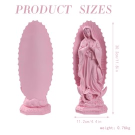 Virgen de Guadalupe Statues - Our Lady of Guadalupe Virgin Mary Statue, Pink Religious Mother Mary Statue, Catholic Virgencita de Guadalupe, Vrgin Mary Jesus Figurines for Home Decor Gifts, 12 Inch