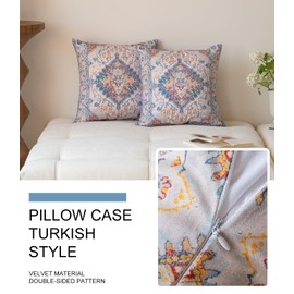 Vorysum Boho Cushion Covers 40x40 cm Beige Decorative Pillow Covers Vintage Carpet Tribal Square Modern Pillowcases 16x16 inch Set of 2 for Sofa Couch Bedroom Livingroom