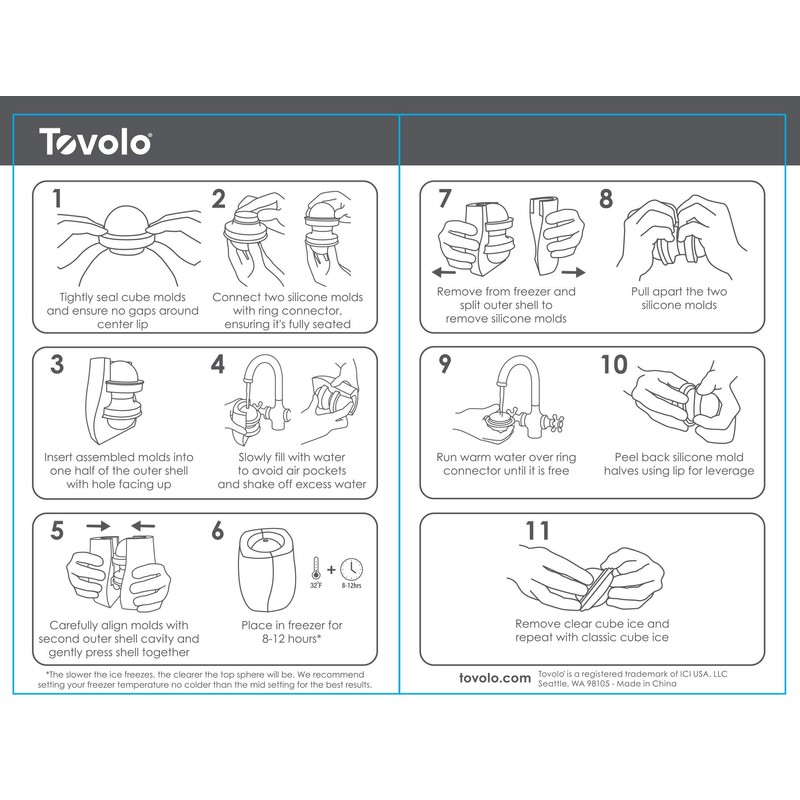 Tovolo Seamless Sphere Ice System, Compact, 2.5 Inch Crystal Clear