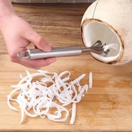 2 Pieces Stainless Steel Coconut Scraper Durable Coconut Meat Removal Multi-Purpose coconut shell Opener Melon Scraper Meat Removal for Safe Fruit Seed peel tool Meat Graters Peelers And Slicers