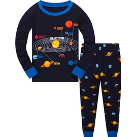 Little Boys Pajamas Sets for Toddler 100% Cotton Dinosaur Train Rocket Starry Glow in Dark Sleepwear Long Sleeve 2 Piece kids Clothes Pjs 3-7T starry1new-6256-10Years