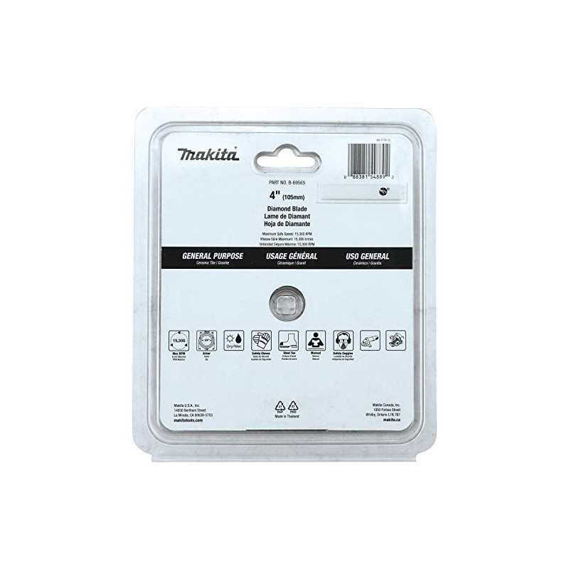 Makita B-69565 4" Diamond Blade, Continuous Rim, General Purpose