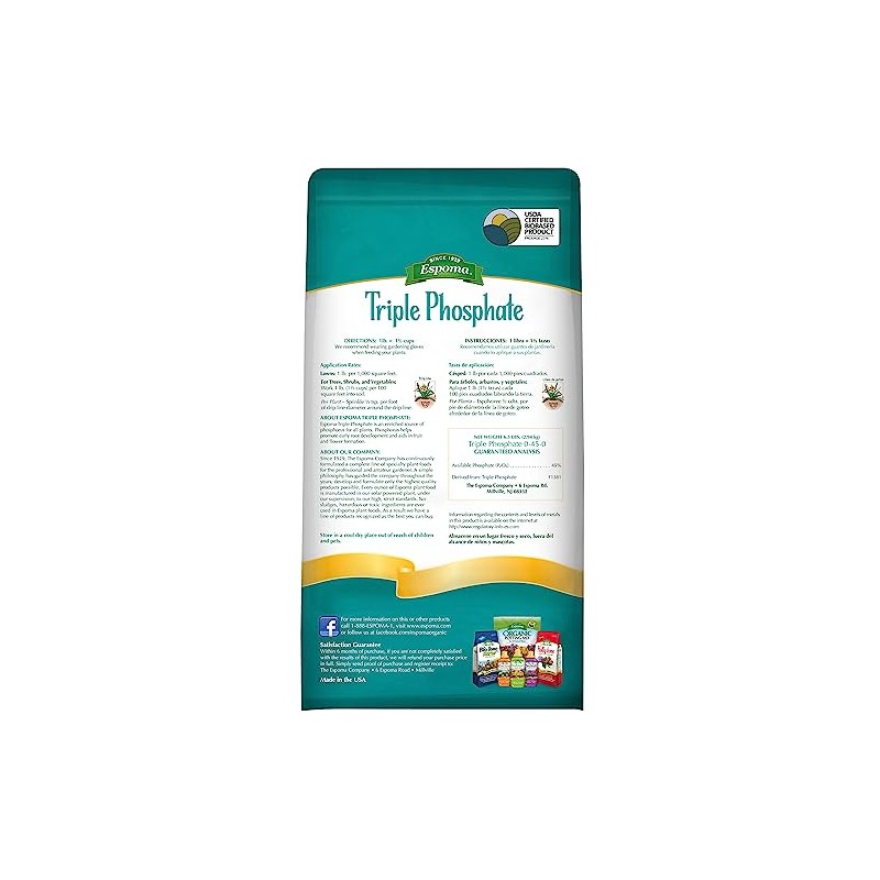 Espoma Triple Phosphate Fertilizer 0-45-0, 6.5lb. Bag; Promotes Root Growth