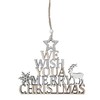 Christmas Wooden Merry Christmas Hanging Sign with Reindeer and Snowflake
