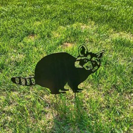 Lin's Wood Pack of 2 Garden Decoration Rust Raccoon, Garden Outdoor Statues Animal (Black Raccoon)