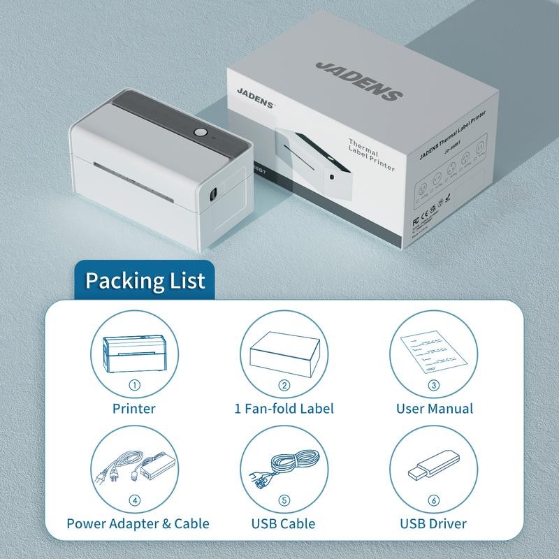JADENS Bluetooth Thermal Label Printer -Wireless Shipping Label Printer for