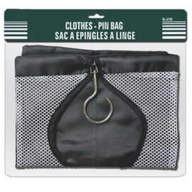 Hanging Clothespin Bag Clothes Pin Storage Laundry Bar Clothesline- Black Mesh