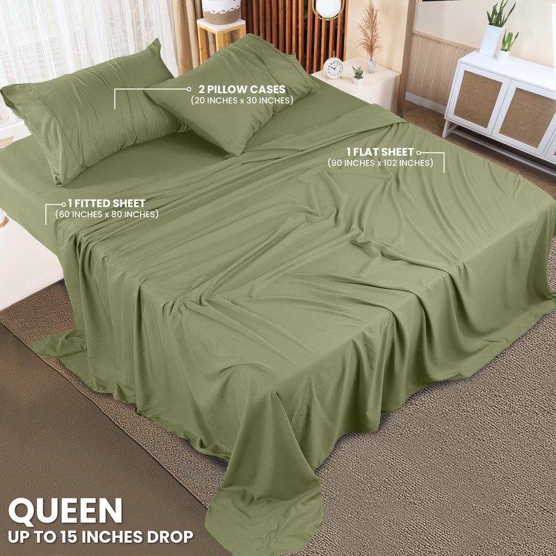 Utopia Bedding Queen Sheet Set – 4 Piece Bed Sheets