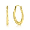 14K Yellow Gold 2x16mm Swirl Twist Hoop Round Earrings