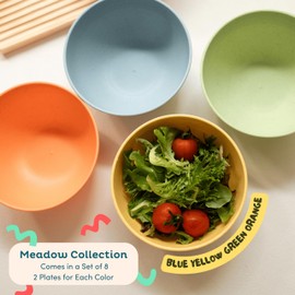 Nook Theory Wheat Straw Bowls Set of 8-26 Oz Cereal Bowl, Alternative for Plastic Bowls, Kids Bowls, Microwave Safe & Dishwasher Safe, Unbreakable Dinnerware, Snack & Soup Bowls (Coral)