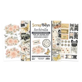 ScrapBoys Paper Archivalia POP UP - ScrapBoys Paper - 6x6 Scrapbook Elements Pad 24 Sheets