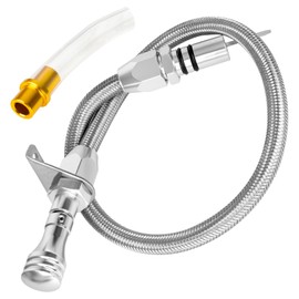 TH350/TH400 Stainless Braided Flexible Transmission Dipstick Compatible with GM Chevy 700R4 4L60E 4L80E, TH350 Firewall Mount Locking Transmission Oil Dipstick Steel Tube (Silver)