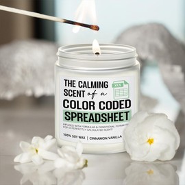 The Calming Scent of a Color Coded Spreadsheet Candle Funny Spreadsheet Gifts, Accountant Candle Gifts for Women Men, Funny Coworker & Friend Gift for Christmas Birthday, Lavender Candles 9OZ