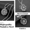 HZMAN Viking Vegvisir Norse Compass Stainless Steel Necklace Double-Sided Hollow
