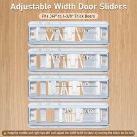 2 Pack Sliding Closet Door Floor Guides with Carpet Risers, Adjustable Sliding Closet Door Guide Fit 3/4'' to 1-3/8'' Thick Doors, White and Metallic