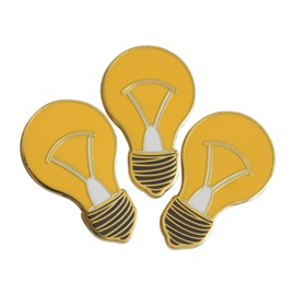 Novel Merk Lightning Bolt – Electrician Lapel Pin, Hat Pin & Tie Tack Set - with Clutch Back (3- Light Bulb)