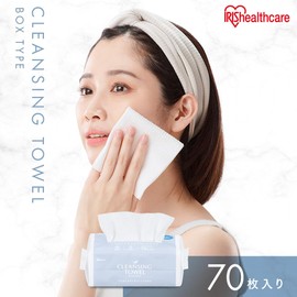 Iris Ohyama Cleansing Towels, Thick, 70 Sheets (Box Type), Sensitive Skin, Disposable Towels, Face Towels, Face Wipes, Wet & Dry Use, Facial Cleansing, Facial