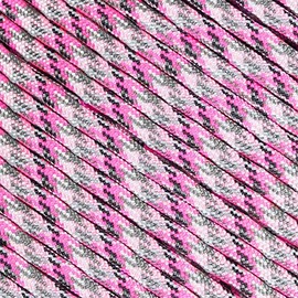 Fluorescent Reflective 550 Type III Guyline Tent Rope Camping Survival Cord High-Visibility Paracord (Reflective Pretty Pink, 25 Feet)