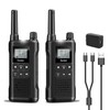 Derebir Walkie Talkies Long Range for Adults-2 Pack Rechargeable Walkie