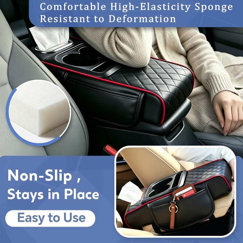 5-in-1 Center Console Cover Organizer Car Cup Holder Tissue Holder