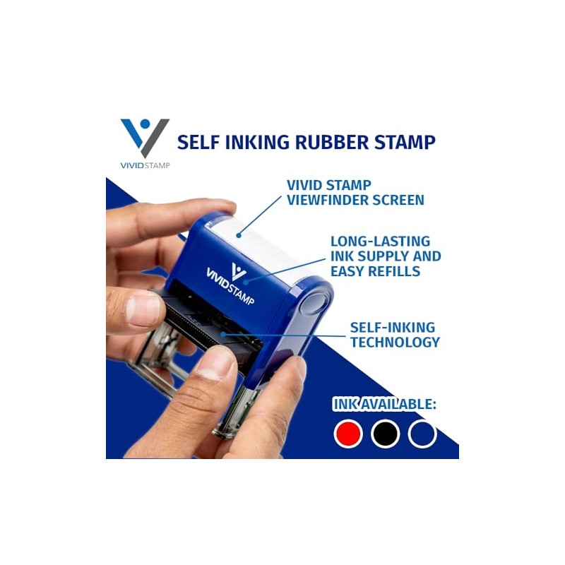 RECEIVED W/Fecha Line SELF-INKING Oficina Sello de hule, Azul