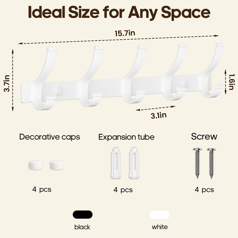 Coat Rack Wall Mount, Heavy Duty Coat Rack Hooks for