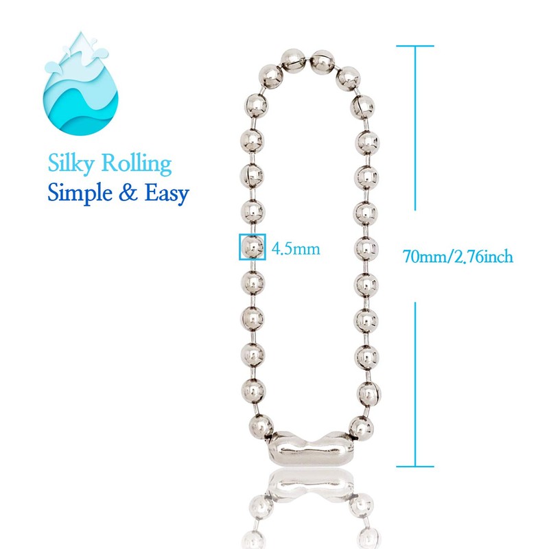 BallchainAge Shower Curtain Hooks, Shower Curtain Rings 12pcs, spa-Quality Look-Silver