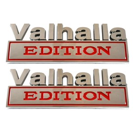 2pcs Big Size Vikings Valhalla Edition Auto Emblems Truck Badge 3D Car Bumper Sticker Valhalla Edition Emblem 3D Badges Decals Car Replacement, Viking Seasons (Chrome Red)