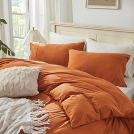 Household 100% Jersey Cotton Queen Size Pillowcase 20”x30”-Light Weight, Comfortable, Super Soft Pillow Case with Envelope Closure Set of 2 (Burnt Orange, Queen Size Pillowcase)