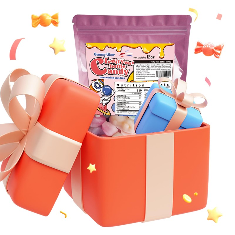 Gummy Glow Wax Candy 12oz Bulk Pack, Retro Chewy Wax