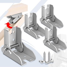Mikqky Pack of 4 Folding Hinge Table Legs, 90°-180° Foldable Table Leg Hinge, Table Leg Folding Brackets, Steel Folding Hinge Hardware, 67 x 60 x 53 mm, Load Capacity 80 kg (2 Left and 2 Right)