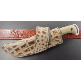 DRAGONBACKBONE ESEE 3 / RC 3 CROSS DRAW SHEATH KNIFE ALLIGATOR PRINT gray leather HANDMADE NEW