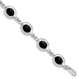 IceCarats 925 Sterling Silver Black Onyx Chain Gemstone Tennis Bracelet