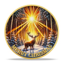 Sunlit Snow Deer Sobriety Coin | Stay Strong Sober AA Coin with Capsule | Alcoholics Anonymous Chip for Men & Women in Recovery | Holiday Sobriety Gifts Medallion for Monthly & Yearly Milestones