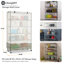 LSongSKY Shelf Cover Waterproof,Shelf Covers for Wire Shelving,Waterproof &Dustproof Heavy Duty Storage Shelves Cover,Keep Garage,Closet,Kitchen,Yard Neat,Fits Racks 48" W x 18" D x 72" H,Beige