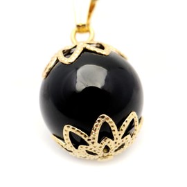 [GOLD STONE] モリオン ネックレス 黒水晶 デザイン ペンダント サージカルステンレス製チェーン付き 魔除け 石言葉 シンプル 浄化