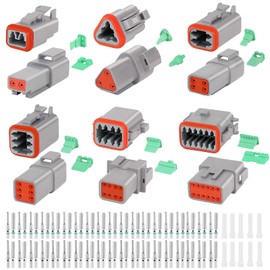 GKG DTK6 8 Pin Deutsch Connector Kit,6 Sets DT Deutsch Connector 8 Pin,Gray Waterproof Electrical Wire Connectors with 50 Pairs Size 16 Solid Contacts 14-20AWG for Car,Truck and Boat,etc