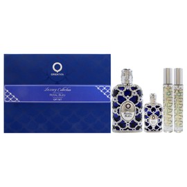 Orientica Orientica Royal Bleu for Unisex - 4 Pc Gift Set 2.7oz EDP Spray, 2 x 10ml EDP Spray, 7.5ml Splash